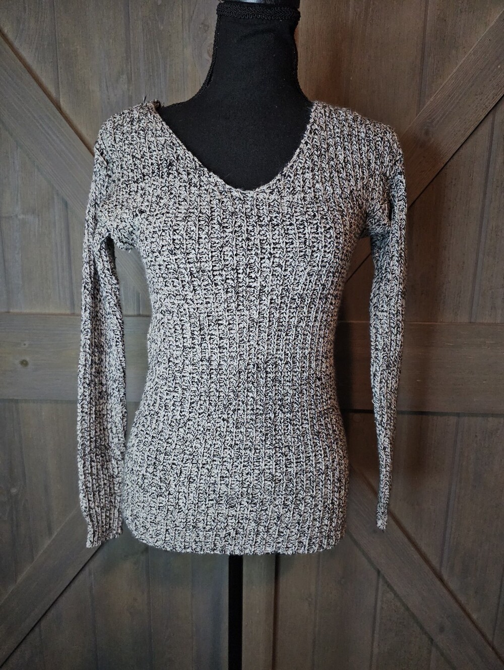 Y2k Ashley by 26 International Marled Chunky Knit V-Neck Sweater Women's Size S